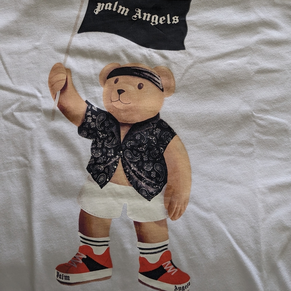 Palm angels bear and flag white Tshirt size medium